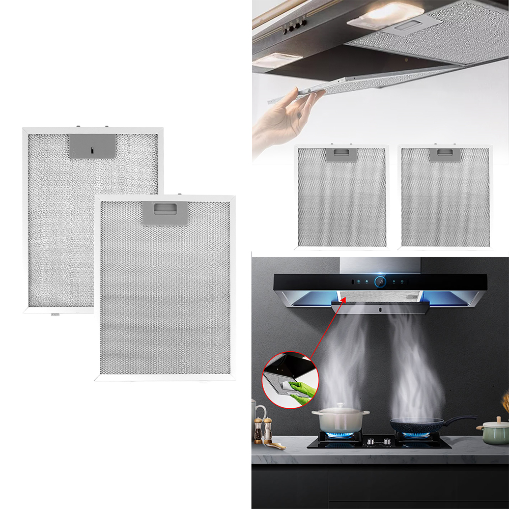 2pcs Kitchen Cooker Hood Filter Replacement Metal Mesh Aluminum Grease Filter