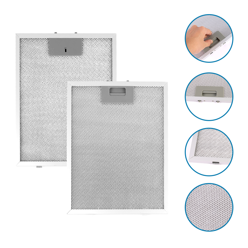 2pcs Kitchen Cooker Hood Filter Replacement Metal Mesh Aluminum Grease Filter