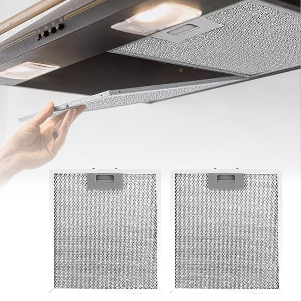 2pcs Kitchen Cooker Hood Filter Replacement Metal Mesh Aluminum Grease Filter