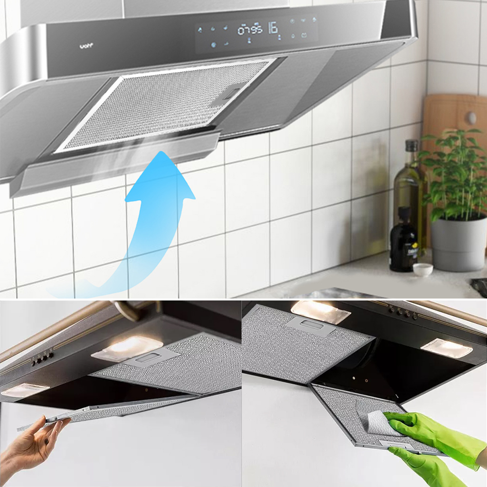 2pcs Kitchen Cooker Hood Filter Replacement Metal Mesh Aluminum Grease Filter