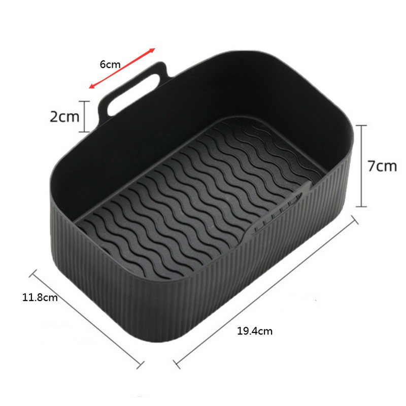 2PCS Silicone Pots Kitchen BBQ Plate Heating Baking Pan Fit For NINJA Air Fryer - Black
