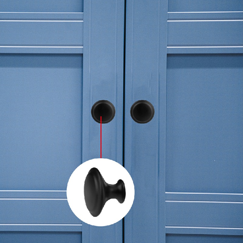 2pcs Stainless Steel Door Knobs for Cabinet Handles Cupboard Drawer Kitchen - Black