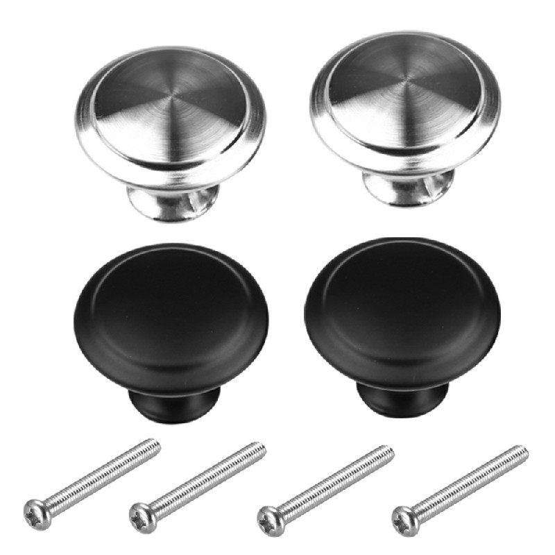 2pcs Stainless Steel Door Knobs for Cabinet Handles Cupboard Drawer Kitchen - Black