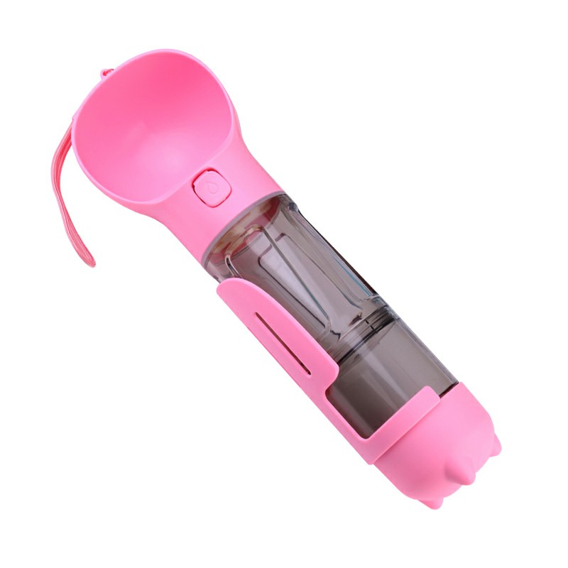 300 ml Pet Dog Water Bottle Portable Drinking Water Dispenser with Poo bags - Pink