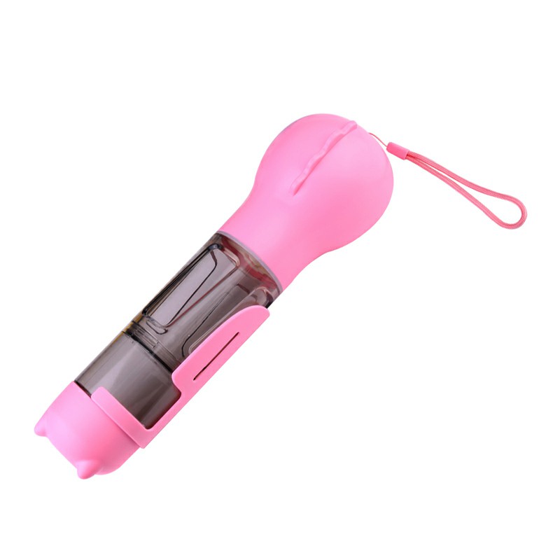 300 ml Pet Dog Water Bottle Portable Drinking Water Dispenser with Poo bags - Pink