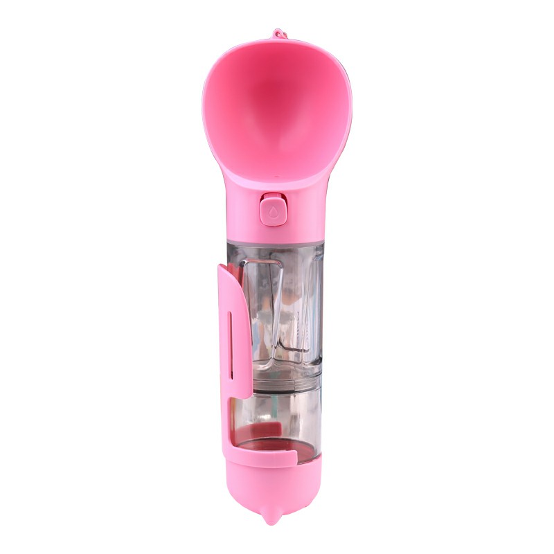 300 ml Pet Dog Water Bottle Portable Drinking Water Dispenser with Poo bags - Pink