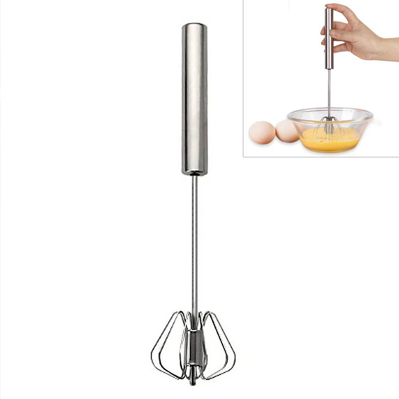 Min Order 2pcs - 30 cm Metal Hand Press Egg Whisk Beater Rotary Whisk Blender