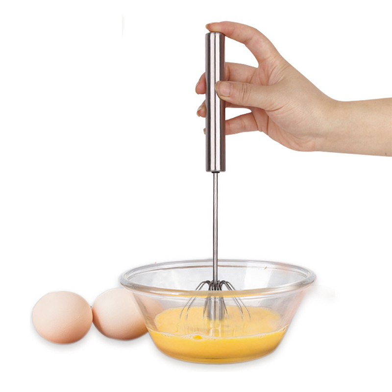 Min Order 2pcs - 30 cm Metal Hand Press Egg Whisk Beater Rotary Whisk Blender