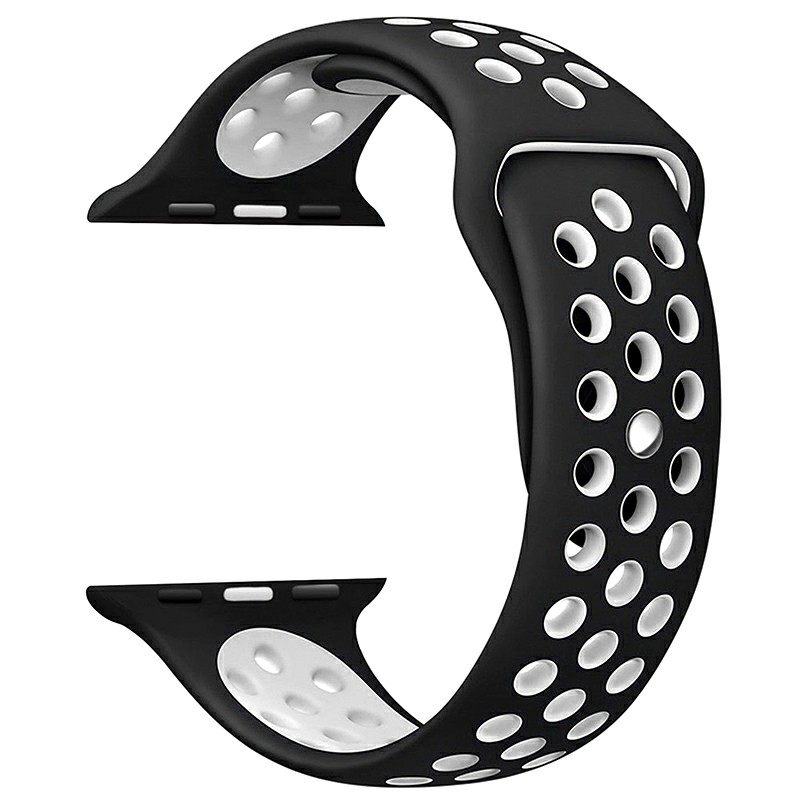 38mm Soft Silicone Replacement Band for Apple Watch Series 2 Series 1 - Black + White