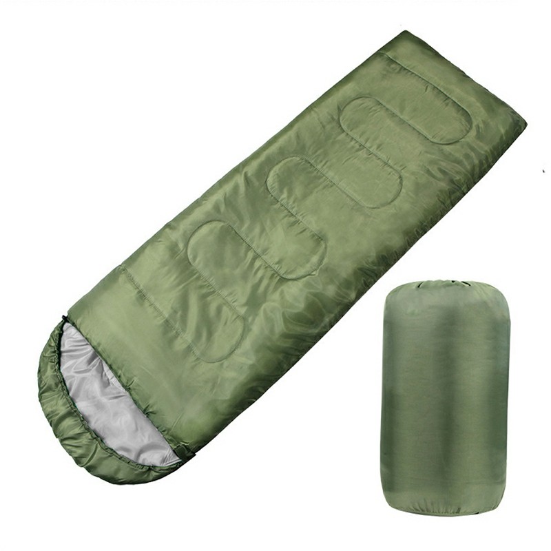 3-4 Season Single Sleeping Bags Camping Rectangular Envelope Zip Up Sleeping Bag - Army Green