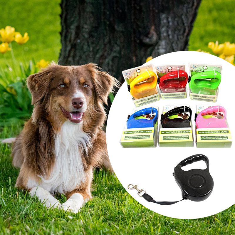3m Retractable Dog Leash Lead with Release Button Lobster Clip Pet Small Dog Retractable Walking Lead for Kids Random Colours