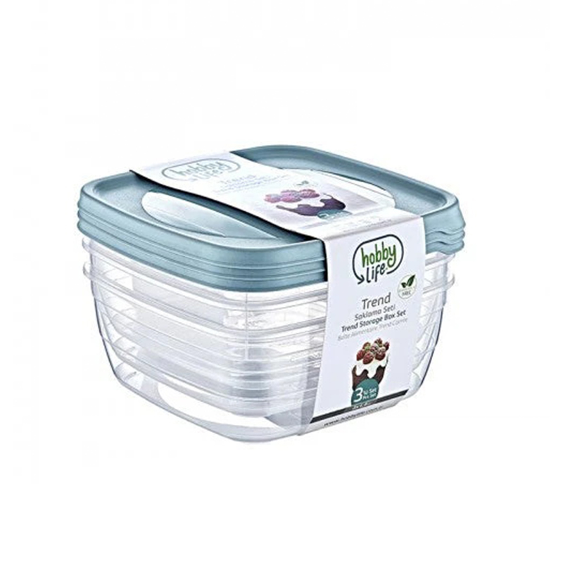 3PCS 1.5L Square Plastic Food Storage Container for Home Kitchen Random Colours