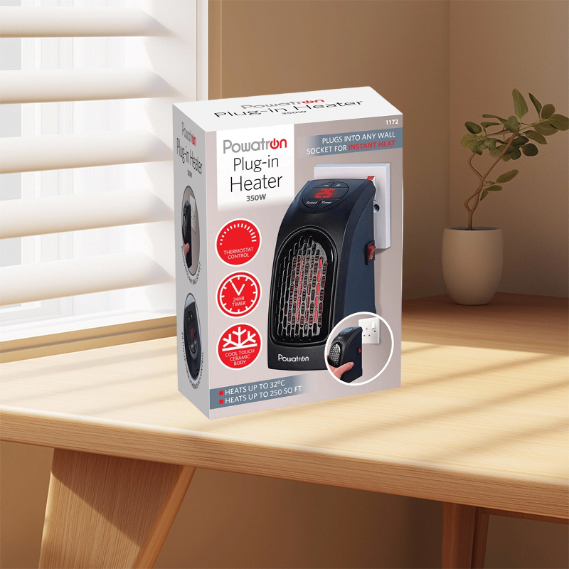 400W Plug In Heater Pets Wall Space Heater Electric Heater LED Display for Home Office Bathroom