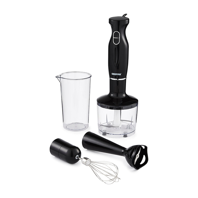 4 in 1 Hand Blender Stick including Egg Whisk 500mL Chopper 600mL Beaker 200W Electric Stick Blender for Smoothies Baby Food Black