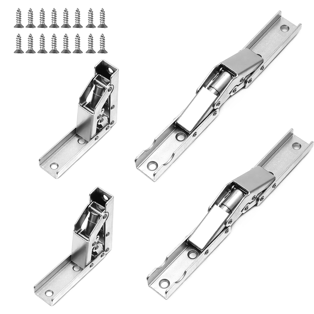 4 Pcs 90 Degree Steel Shelf Hinges Folding Shelf Hinges Small Hidden Kitchen Cabinet Hinges with Fixing Screws