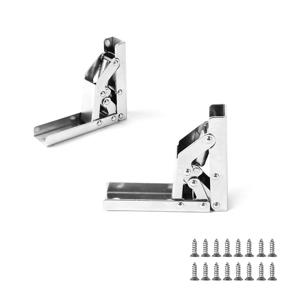 4 Pcs 90 Degree Steel Shelf Hinges Folding Shelf Hinges Small Hidden Kitchen Cabinet Hinges with Fixing Screws