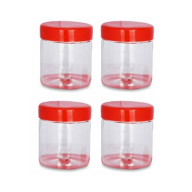 4PCS 300mL Plastic Food Storage Jar with Lids Kitchen Pet Food Storage Jar Reusable Freezer Storage Containers