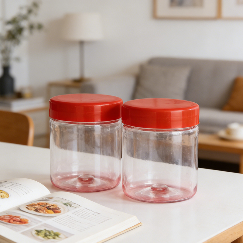 4PCS 300mL Plastic Food Storage Jar with Lids Kitchen Pet Food Storage Jar Reusable Freezer Storage Containers