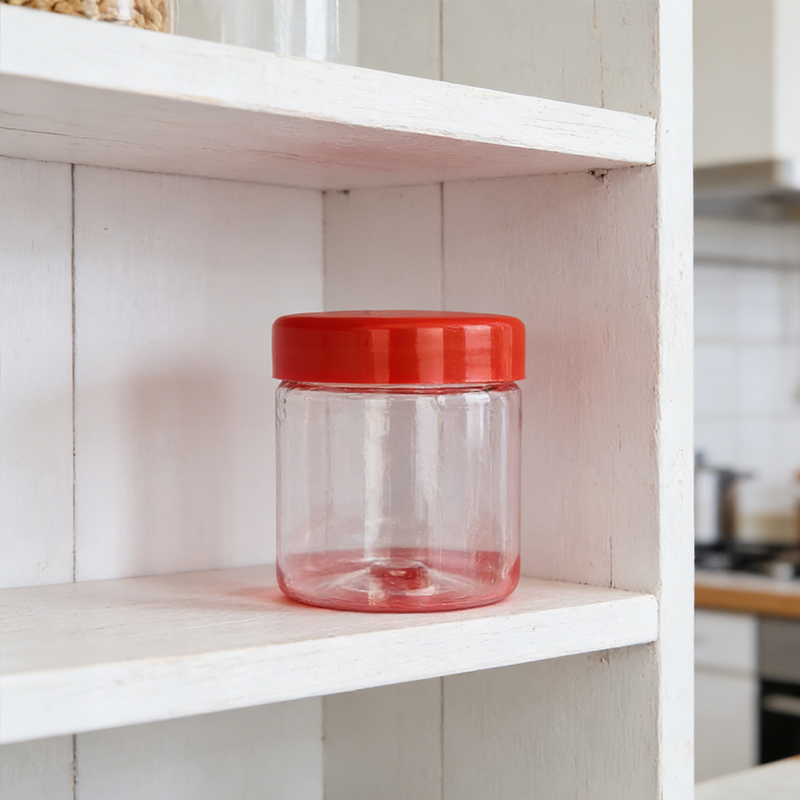 4PCS 300mL Plastic Food Storage Jar with Lids Kitchen Pet Food Storage Jar Reusable Freezer Storage Containers