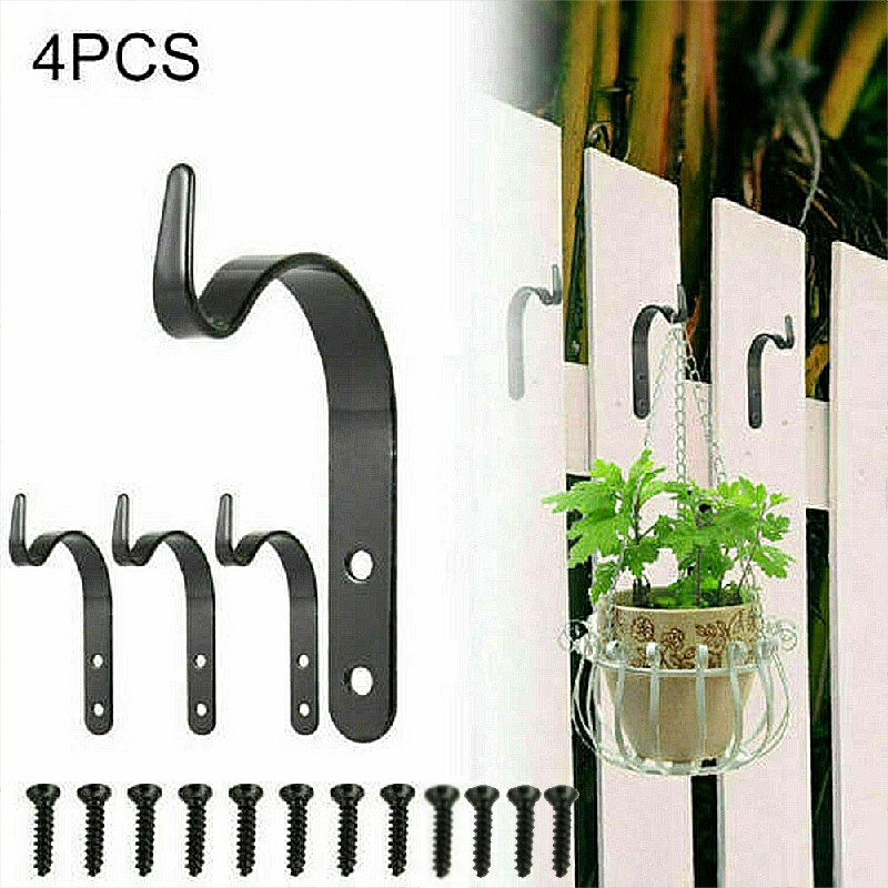 4pcs Metal Hanging Brackets Outdoor Garden Plant Hanger or Wall Hook Hme Decor