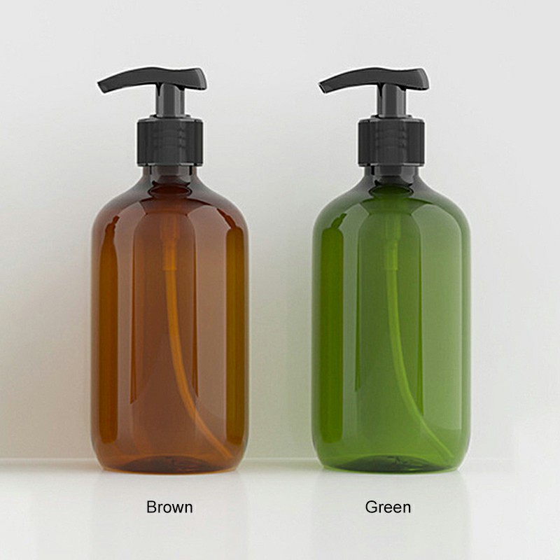 500ml Refillable Empty Bottle Clear Press Pump Plastic Bottle Shampoo Liquid Soap Dispenser - Green