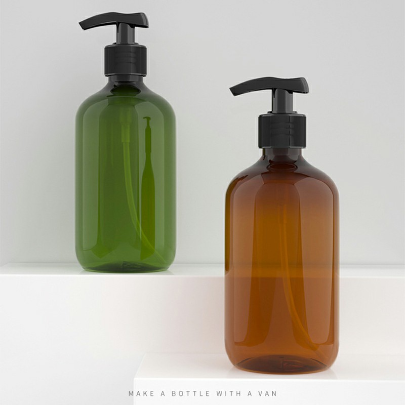 500ml Refillable Empty Bottle Clear Press Pump Plastic Bottle Shampoo Liquid Soap Dispenser - Green