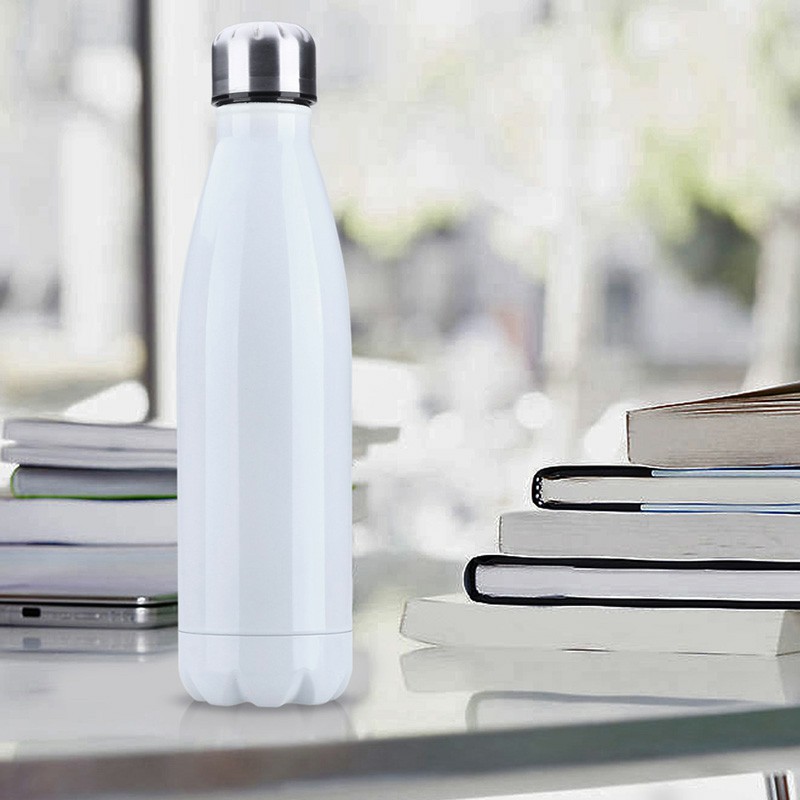 500ML Stainless Thermos Cola Shaped Double Wall Vacuum Water Bottle Flask - Glossy White
