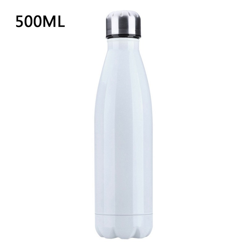 500ML Stainless Thermos Cola Shaped Double Wall Vacuum Water Bottle Flask - Glossy White