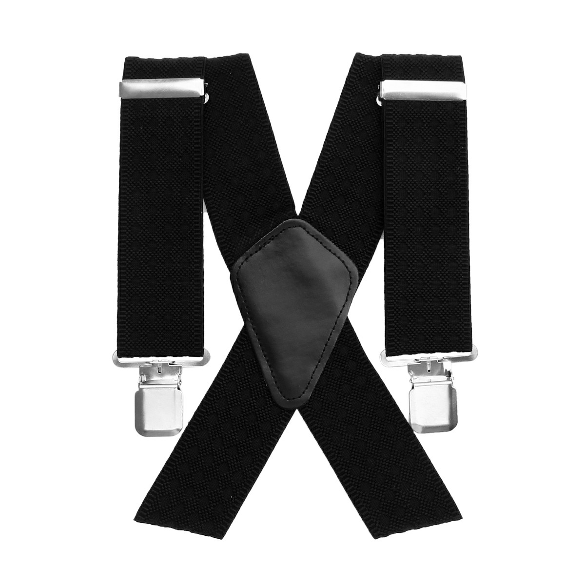 50MM Adjustable Grid Plain Mens Braces Suspenders Heavy Duty Trouser Elastic UK