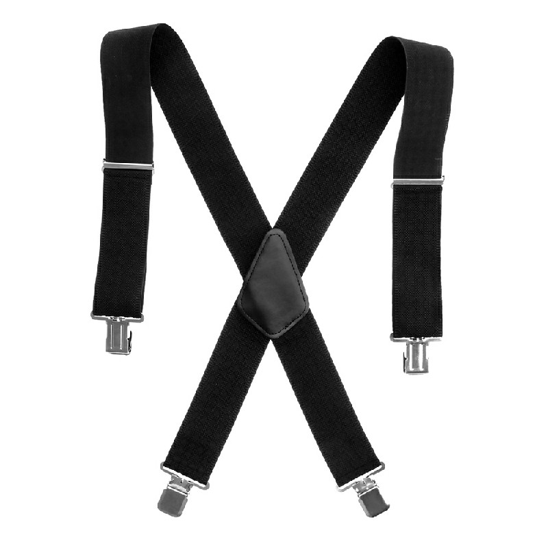 50MM Adjustable Grid Plain Trouser Braces Suspenders Elastic Stratch Band - Black