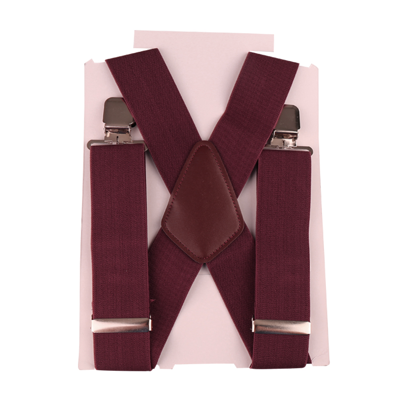 50MM Width Adjustable Elastic Men Suspenders - Wine Red