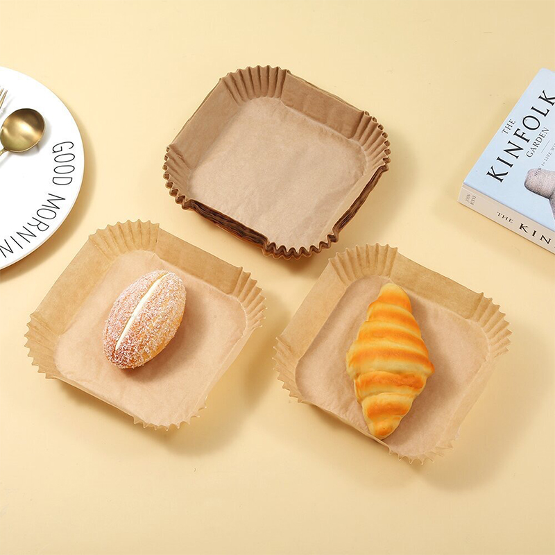 50pcs Kitchen Baking Brown Air Fryer Paper Liners - Square 200 mm