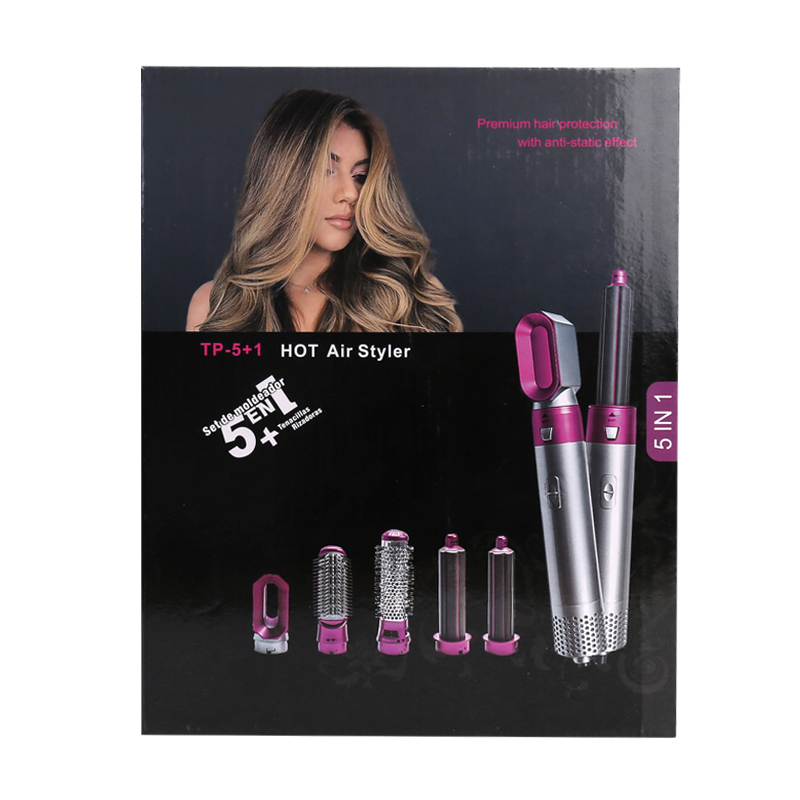 5 in 1 Electric Hair Dryer Detachable Styler Hot Air Brush - Black Rose Gold