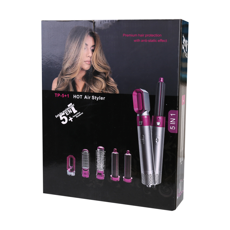 5 in 1 Electric Hair Dryer Detachable Styler Hot Air Brush - Black Rose Gold