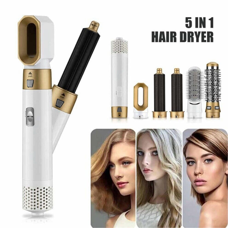 5 in 1 Electric Hair Dryer Detachable Styler Hot Air Brush - Platinum