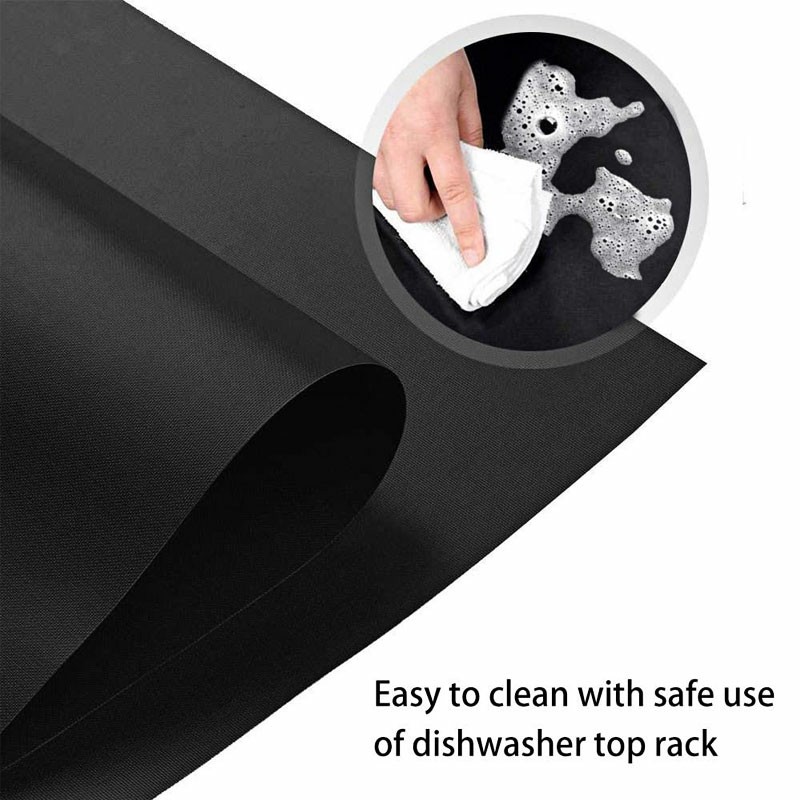 5 pcs Non Stick Oven Liner BBQ Grill Mat for Fan Assisted Ovens - Black