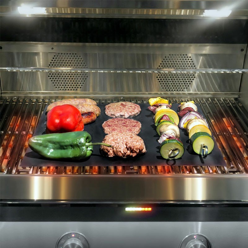 5 pcs Non Stick Oven Liner BBQ Grill Mat for Fan Assisted Ovens - Black