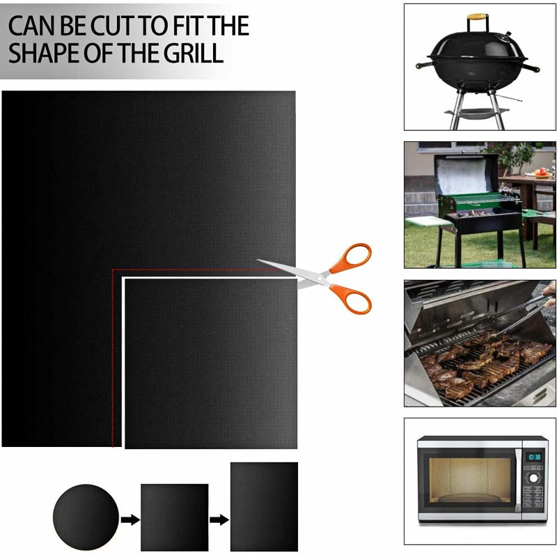 5 pcs Non Stick Oven Liner BBQ Grill Mat for Fan Assisted Ovens - Black