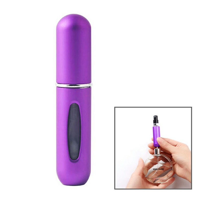 5ml Portable Mini Refillable Perfume Bottle Spray Round Tube Pump Empty Cosmetic Container - Purple