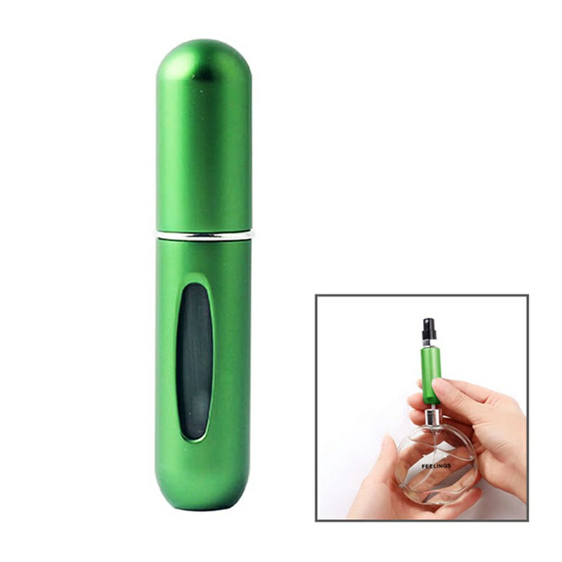 5ml Portable Mini Refillable Perfume Bottle Spray Round Tube Pump Empty Cosmetic Container Atomizer Scent Bottle for Travel - Green