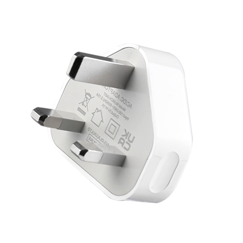 5V 1000MA USB Charger Adapter UK Plug for iPhone 5S 6 Plus Samsung - White