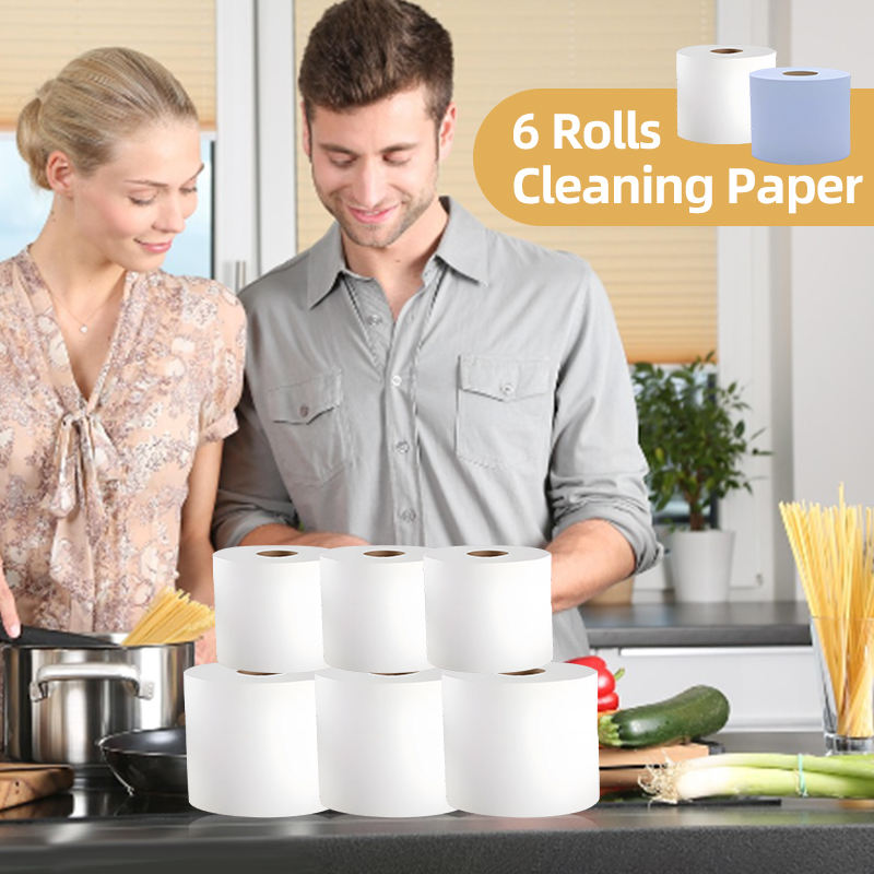 6 Rolls Cleaning Paper Blue Centrefeed Rolls Toilet Rolls Kitchen Tissue Cleaning Solution for Home Office