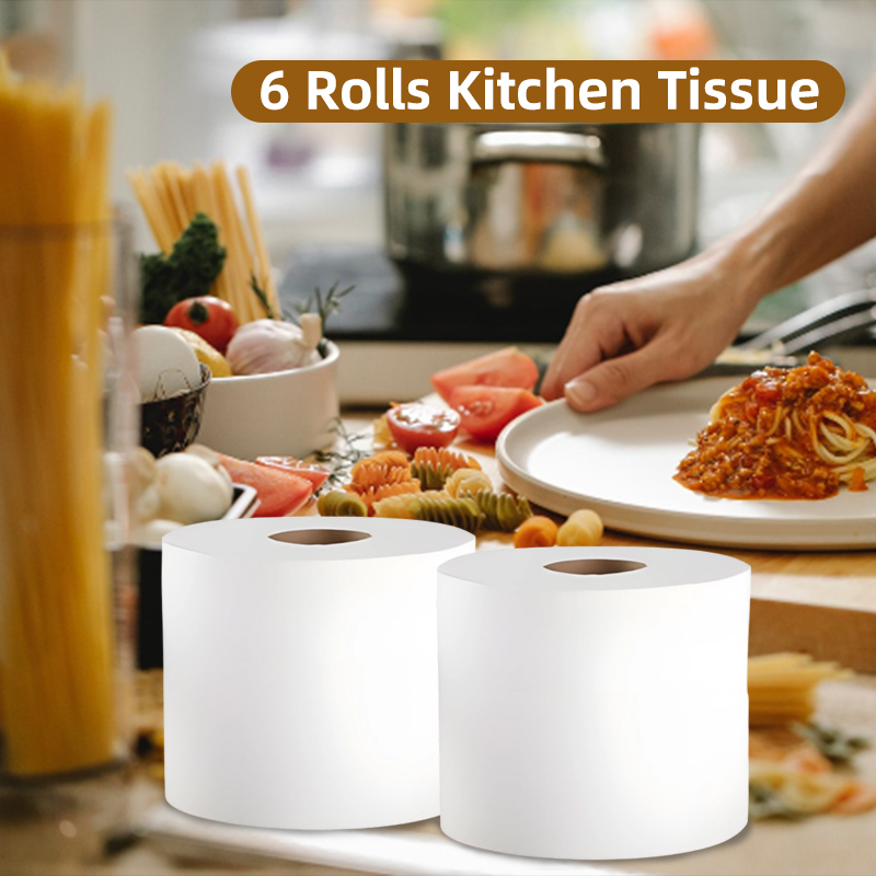 6 Rolls Cleaning Paper White Centrefeed Rolls Toilet Rolls Kitchen Tissue Cleaning Solution for Home Office