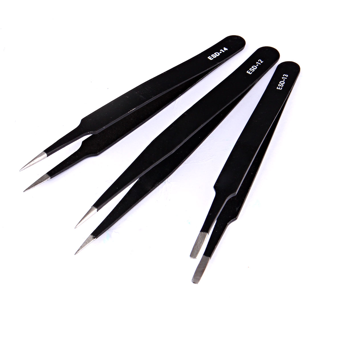 6 x Professional Coated Precision Tweezers Set Stainless Steel Non Magnetic