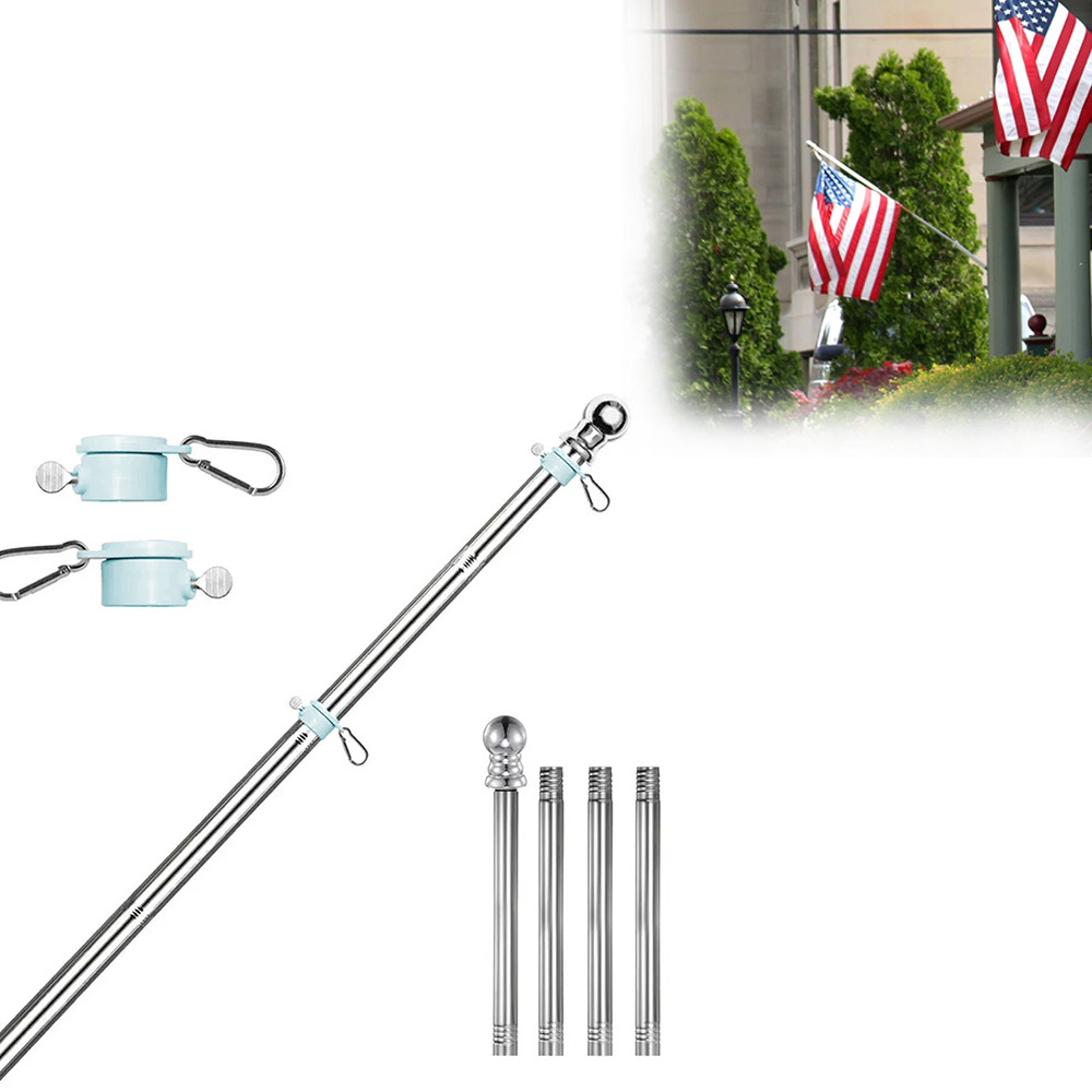 6ft Adjustable Stainless Steel Flag Pole Heavy Duty Rotating Anti Tangle for Caravan Outdoor Use