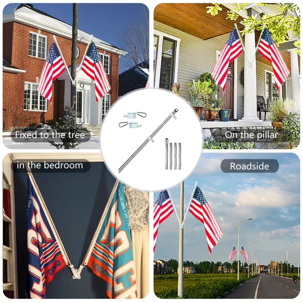 6ft Adjustable Stainless Steel Flag Pole Heavy Duty Rotating Anti Tangle for Caravan Outdoor Use