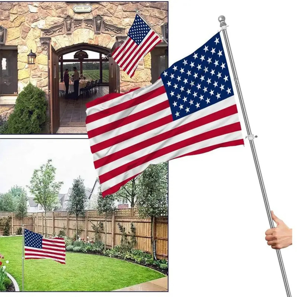 6ft Adjustable Stainless Steel Flag Pole Heavy Duty Rotating Anti Tangle for Caravan Outdoor Use