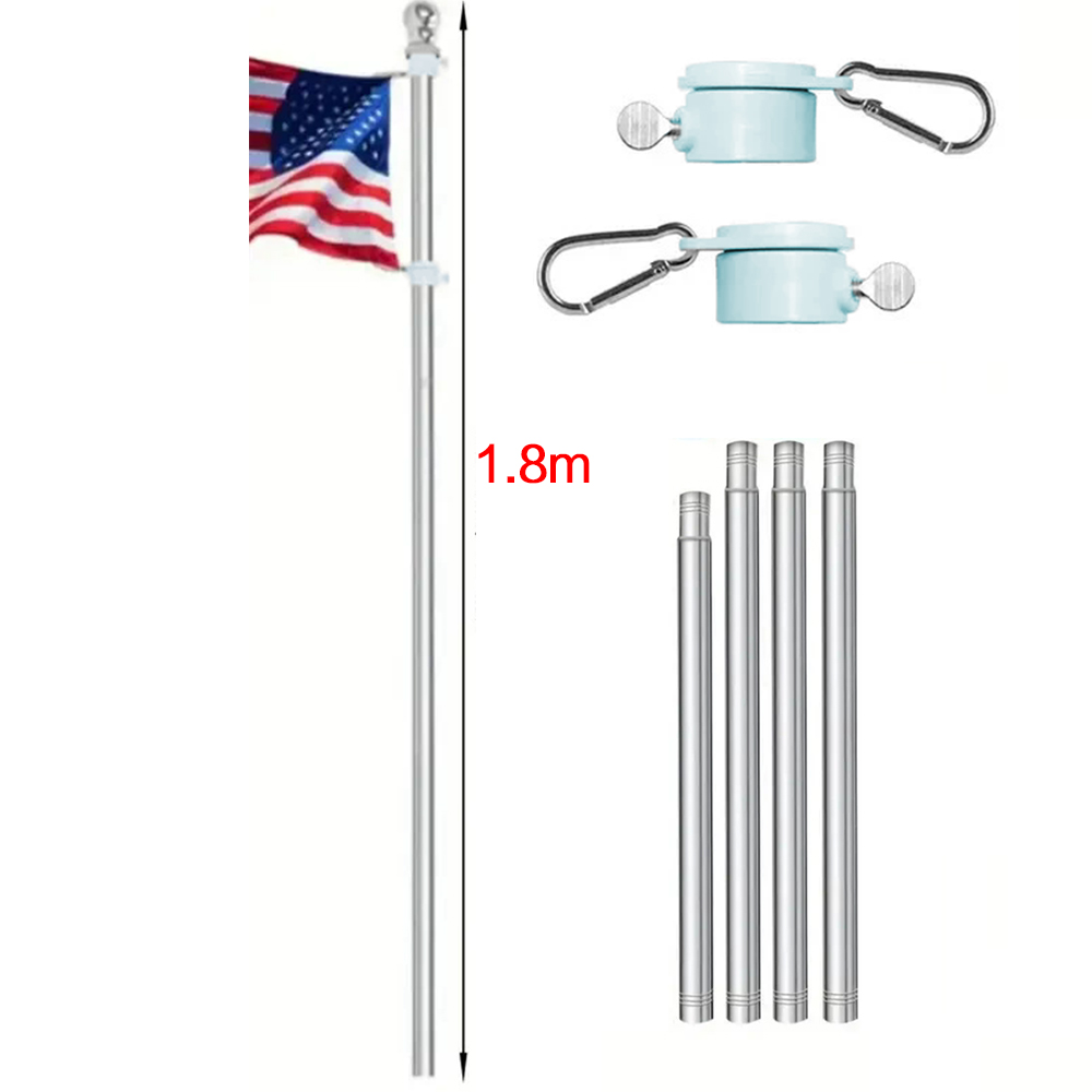 6ft Adjustable Stainless Steel Flag Pole Heavy Duty Rotating Anti Tangle for Caravan Outdoor Use