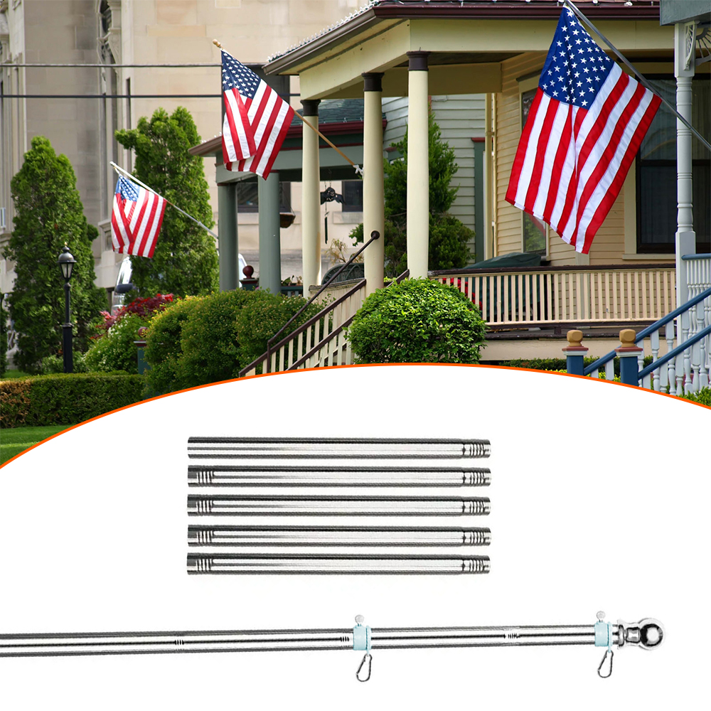 6ft Adjustable Stainless Steel Flag Pole Heavy Duty Rotating Anti Tangle for Caravan Outdoor Use