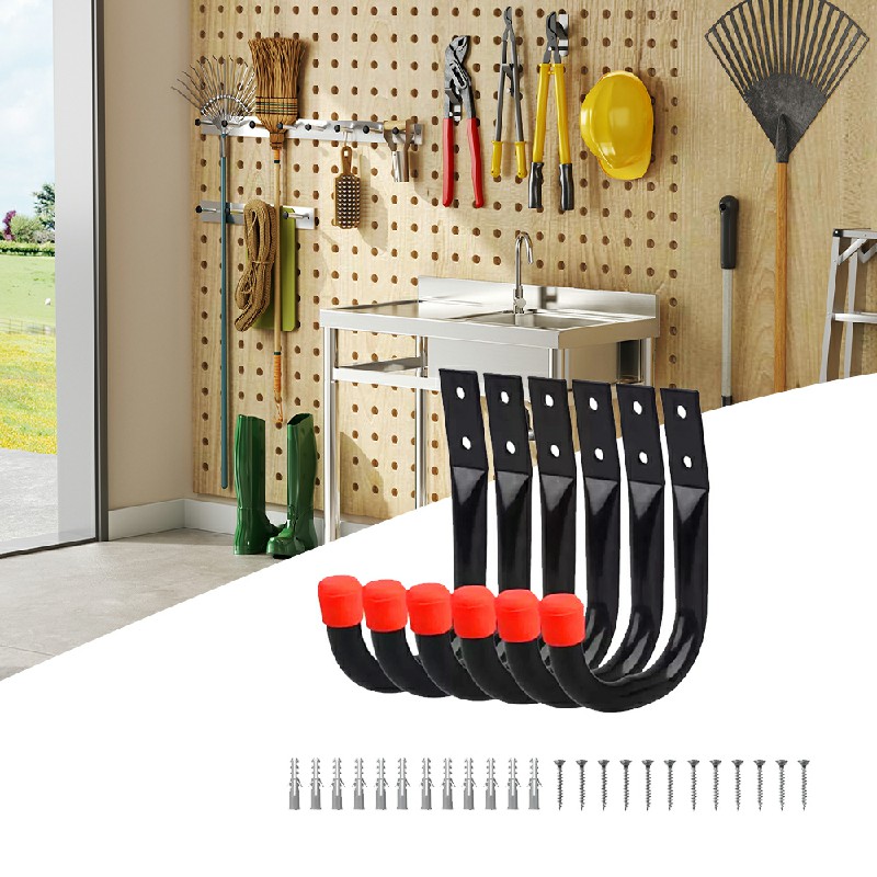 6Pcs Garage Heavy Duty Hooks Organizer Wall Mount Hanging Storage Utility Hangers